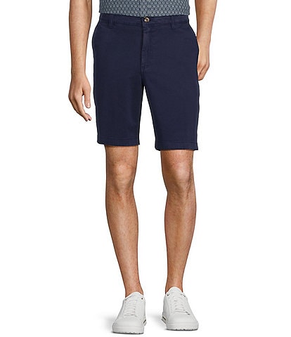 Rowm Blue Sirena Flat Front Solid 9" Inseam Shorts