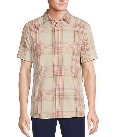 Rowm Crafted Short Sleeve Large Plaid Button Front Shirt