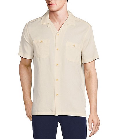 Rowm Crafted Short Sleeve Solid Camp Button Front Shirt