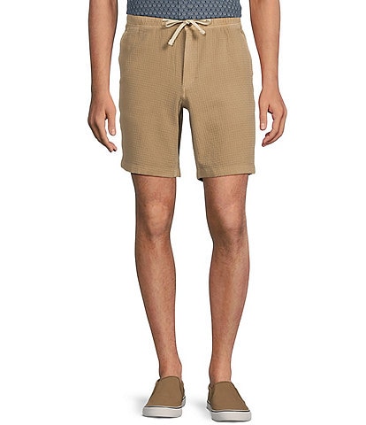 Rowm Crafted Solid Drawstring Textured Solid 8" Inseam Shorts