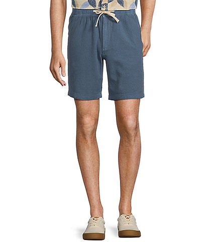 Rowm Crafted Solid Drawstring Textured Solid 8" Inseam Shorts