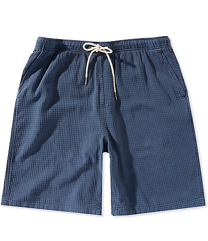 Rowm Drawstring Garment Dyed Solid Texture 7#double; Inseam Shorts