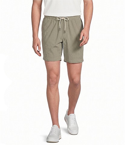 Rowm Garment Dyed Solid Drawstring Corduroy 7#double; Inseam Shorts