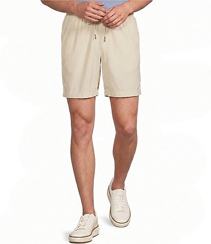 Rowm Garment Dyed Solid Drawstring Corduroy 7#double; Inseam Shorts
