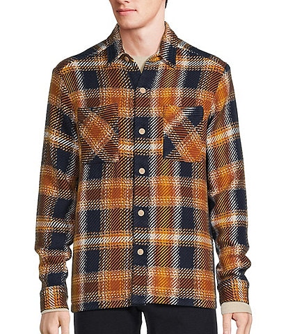 Rowm Into The Blue Collection Long Sleeve Chunky Twill Plaid Shirt Jacket