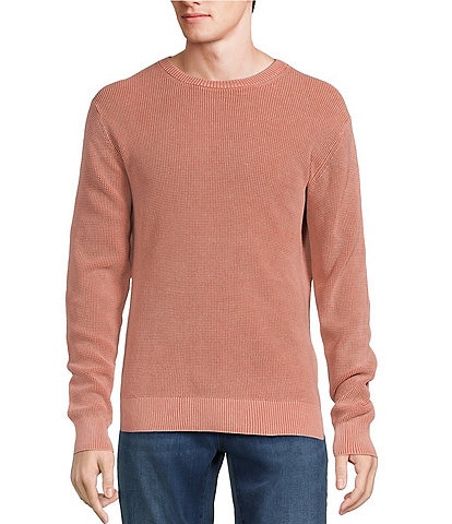 Rowm Long Sleeve Garment Dyed Waffle Crew Neck Sweater