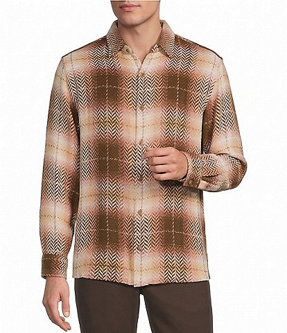 Rowm Long Sleeve Herringbone Large Plaid Shirt