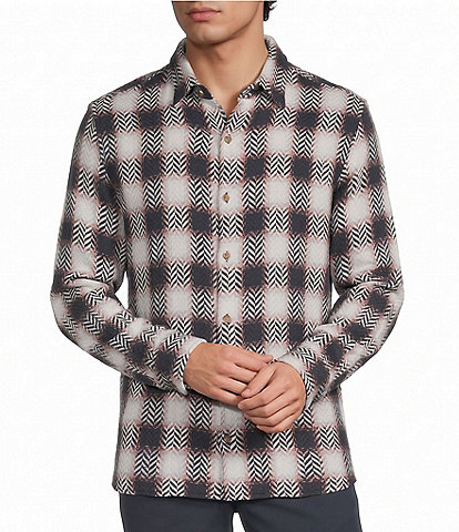 Rowm Long Sleeve Herringbone Medium Plaid Shirt