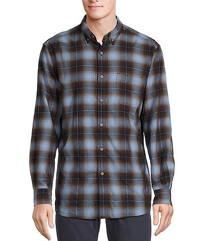 Rowm Long Sleeve Herringbone Medium Plaid Woven Shirt