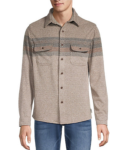 Rowm Long Sleeve Jacquard Engineered Stripe Coatfront