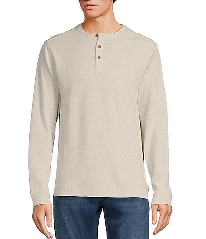 Rowm Long Sleeve Solid Ribbed Henley Pullover