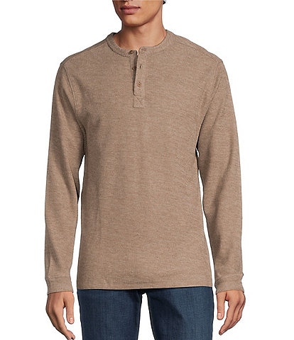 Rowm Long Sleeve Solid Ribbed Henley Pullover