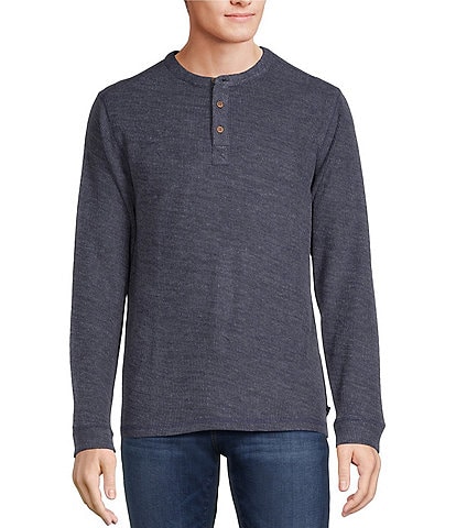 Rowm Long Sleeve Solid Ribbed Henley Pullover