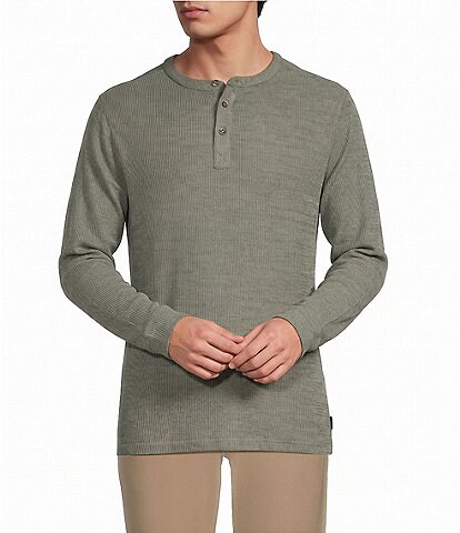 Rowm Long Sleeve Solid Ribbed Henley