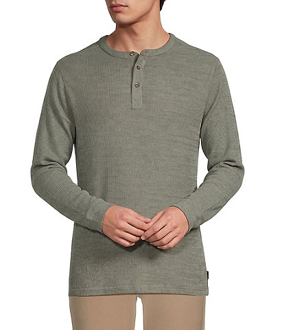 Rowm Long Sleeve Solid Ribbed Henley