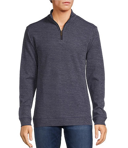 Rowm Long Sleeve Solid Ribbed Quarter-Zip Mock Neck Pullover