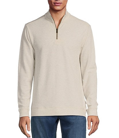 Rowm Long Sleeve Solid Ribbed Quarter-Zip Mock Neck Pullover