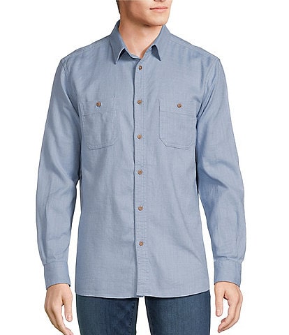 Rowm Long Sleeve Solid Slub Button Front Woven Shirt