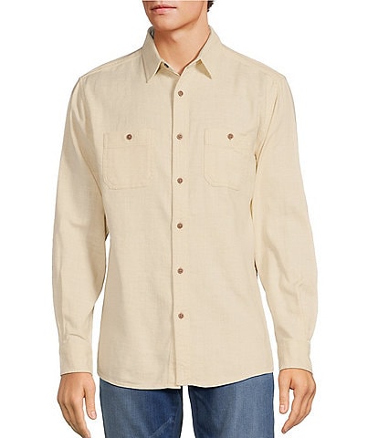 Rowm Long Sleeve Solid Slub Button Front Woven Shirt