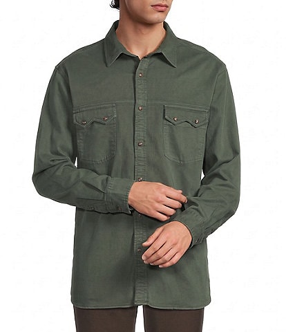 Rowm Long Sleeve Solid Western Button Front Shirt