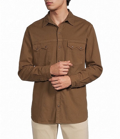 Rowm Long Sleeve Solid Western Button Front Shirt