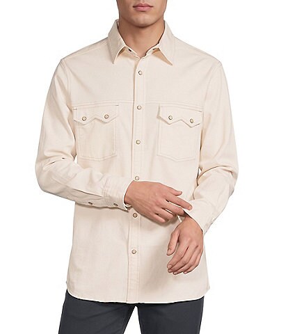 Rowm Long Sleeve Solid Western Button Front Shirt