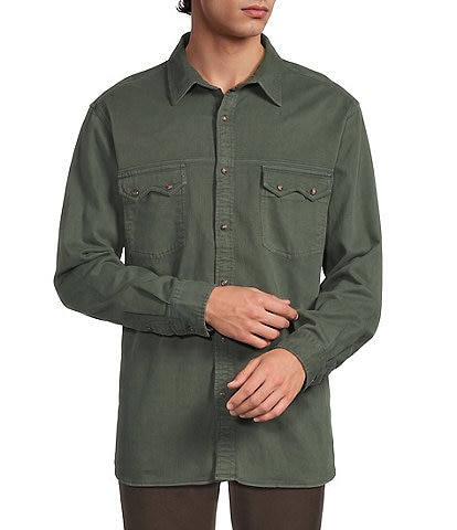 Rowm Long Sleeve Solid Western Button Front Shirt