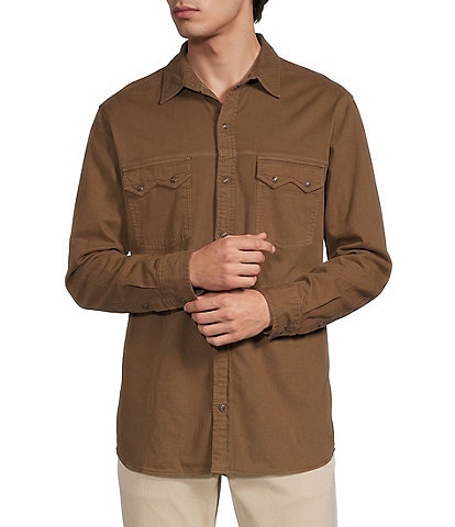 Rowm Long Sleeve Solid Western Button Front Shirt