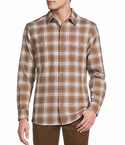 Rowm Long Sleeve Textured Medium Plaid Shirt
