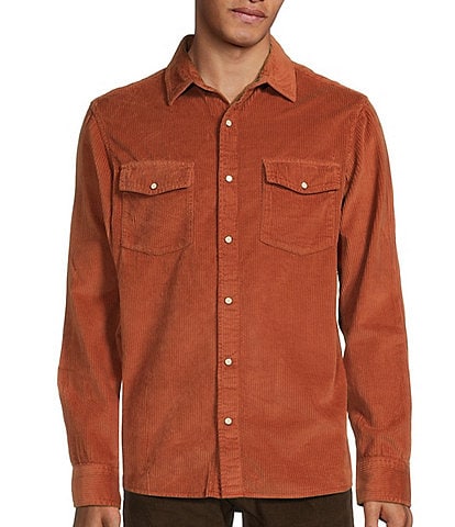Rowm Nomad Collection Long Sleeve Garment Dyed Corduroy Solid Shirt
