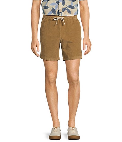 Rowm On The Range Flat Front Corduroy Garment Dyed Solid 7#double; Inseam Shorts
