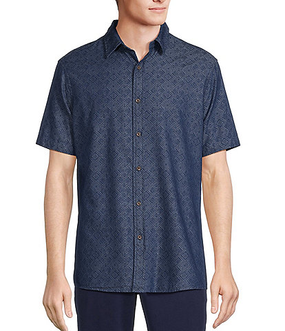 Rowm On The Range Short Sleeve Geometric Jacquard Shirt