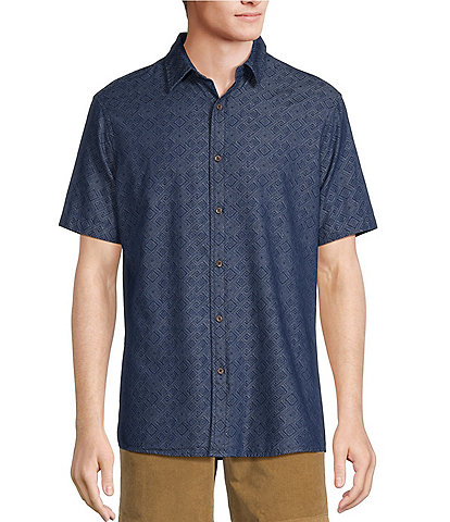 Rowm On The Range Short Sleeve Geometric Jacquard Shirt