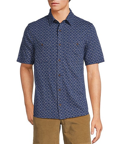 Rowm On The Range Short Sleeve Geometric Print Coatfront Shirt