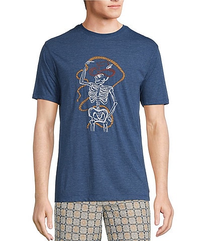Rowm On The Range Short Sleeve Solid Embroidered Cowboy Skeleton Graphic T-Shirt