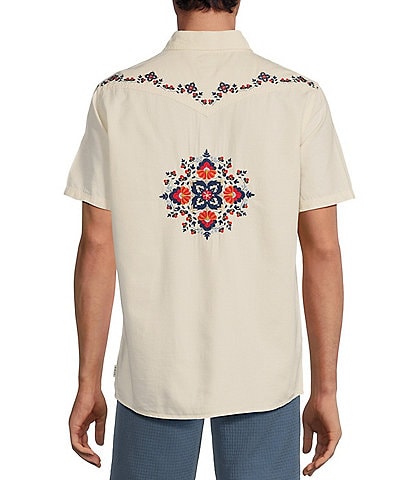 Rowm On The Range Short Sleeve Solid Embroidered Western Shirt