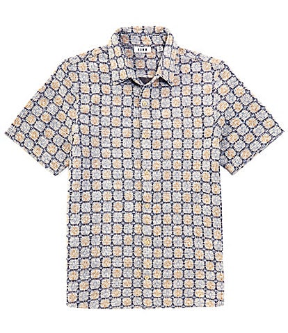 Rowm On The Range Short Sleeve Textured Geometric Pattern Coatfront Shirt