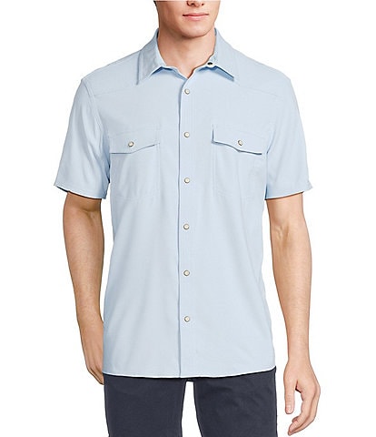 Rowm Performance Rec + Relax Short Sleeve Western Solid Textured Shirt
