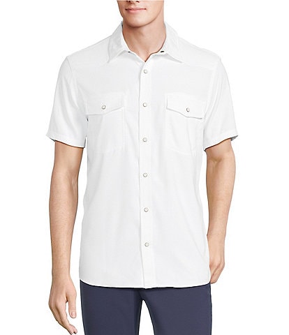 Rowm Performance Rec + Relax Short Sleeve Western Solid Textured Shirt