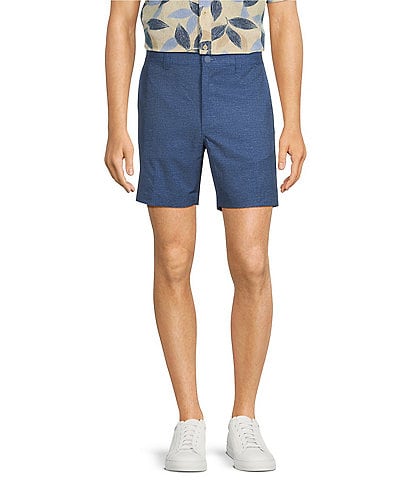 Rowm Rec & Relax Flat Front Solid Textured 7#double; Inseam Shorts