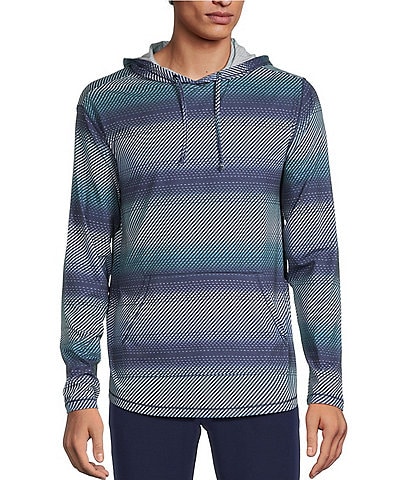 Rowm Rec & Relax Long Sleeve Performance Stripe Hooded Pullover