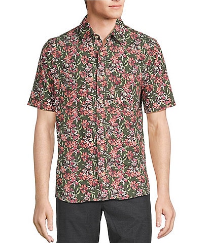 Rowm Rec & Relax Short Sleeve Floral Print Coatfront Shirt