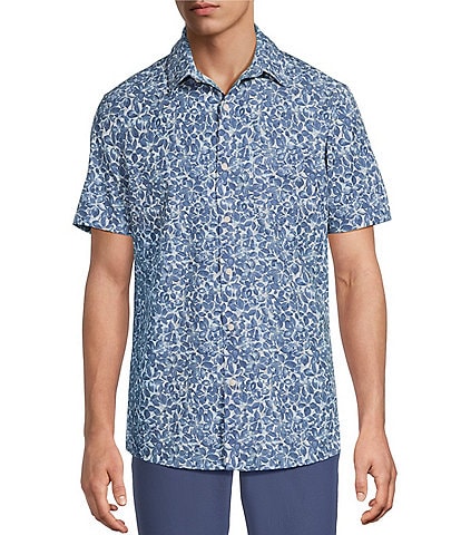 Rowm Rec + Relax Short Sleeve Performance Medium Floral Print Shirt
