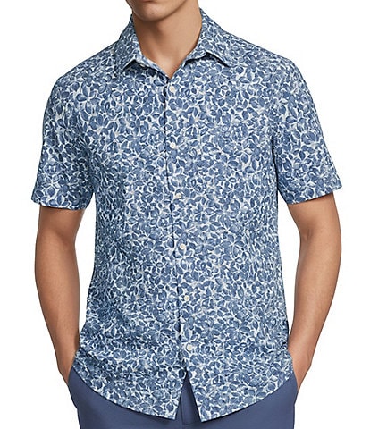 Rowm Rec + Relax Short Sleeve Performance Medium Floral Print Shirt