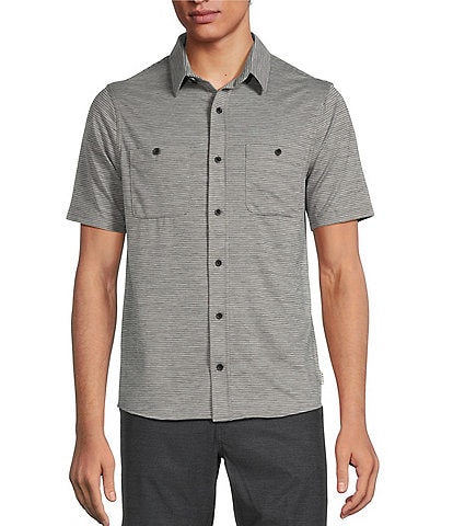 Rowm Rec & Relax Short Sleeve Performance Textured Solid Coatfront Shirt