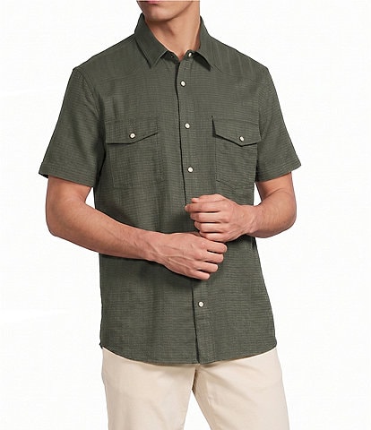 Rowm Rec & Relax Short Sleeve Solid Textured Western Shirt