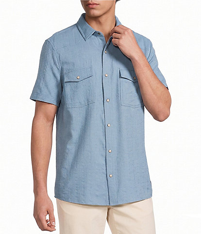 Rowm Rec & Relax Short Sleeve Solid Textured Western Shirt