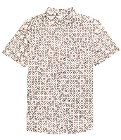 Rowm Short Sleeve Button Down Tile Geometric Print Shirt