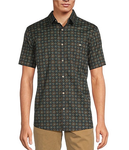 Rowm Short Sleeve Large Diamond Circle Print Shirt