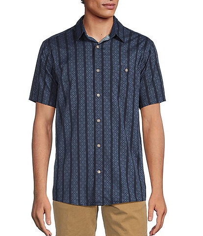 Rowm Short Sleeve Large Stripe Print Shirt